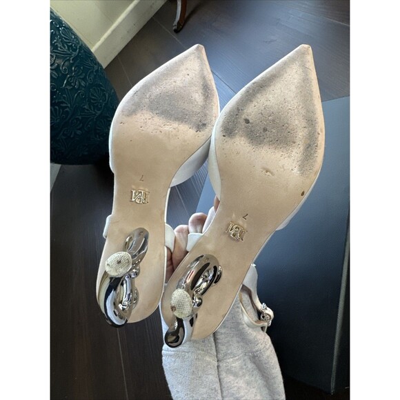 Badgley Mischka Anthropologie Weddings Lucille Heels White Sz 7 - Picture 6 of 6
